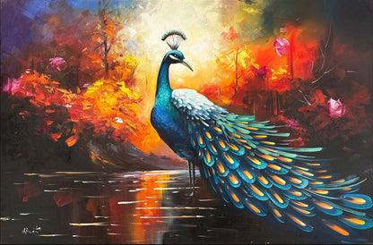 Tavus Kuşunun Aşkı Yağlı Boya Tablosu