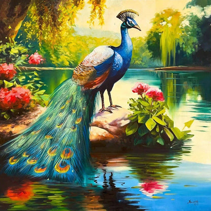Tavus Kuşunun Masalı Yağlı Boya Tablosu