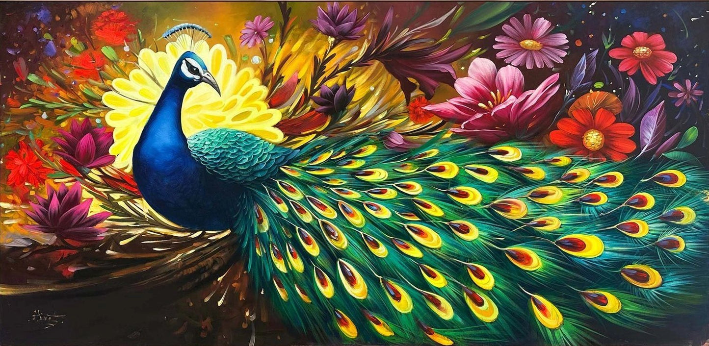 Tavus ve Baharın Rüyası Yağlı Boya Tablosu