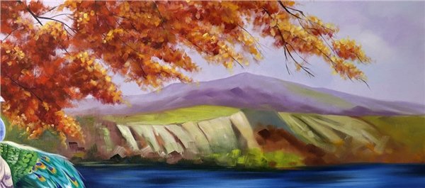 Tavus Kuşlarının Zarafeti Yağlı Boya Tablosu Simurg Sanatevi