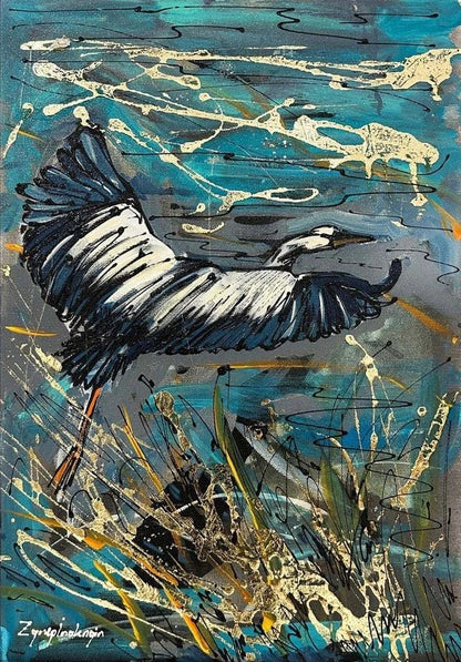Turna Kuşunun Uçuşu Yağlı Boya Tablosu