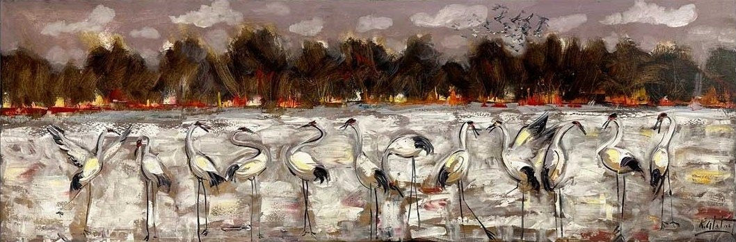 Turnaların Huzurlu Göçü Yağlı Boya Tablosu