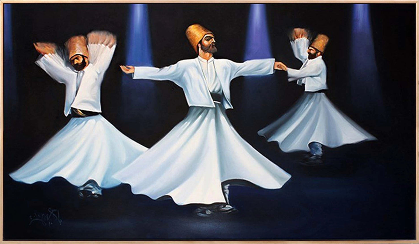Üç Derviş Semazen Yağlı Boya Tablosu