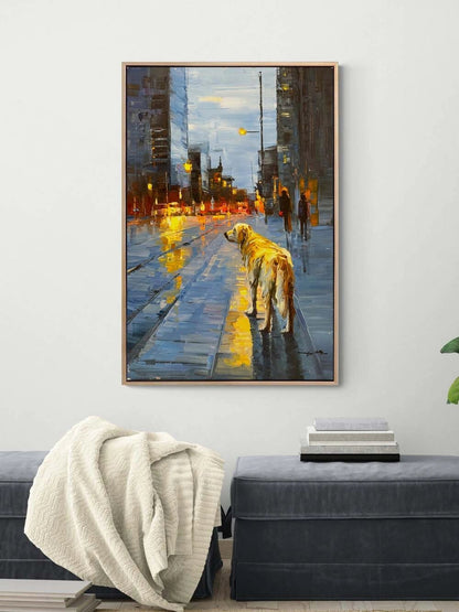 Yağmurda Bir Dost Yağlı Boya Tablosu