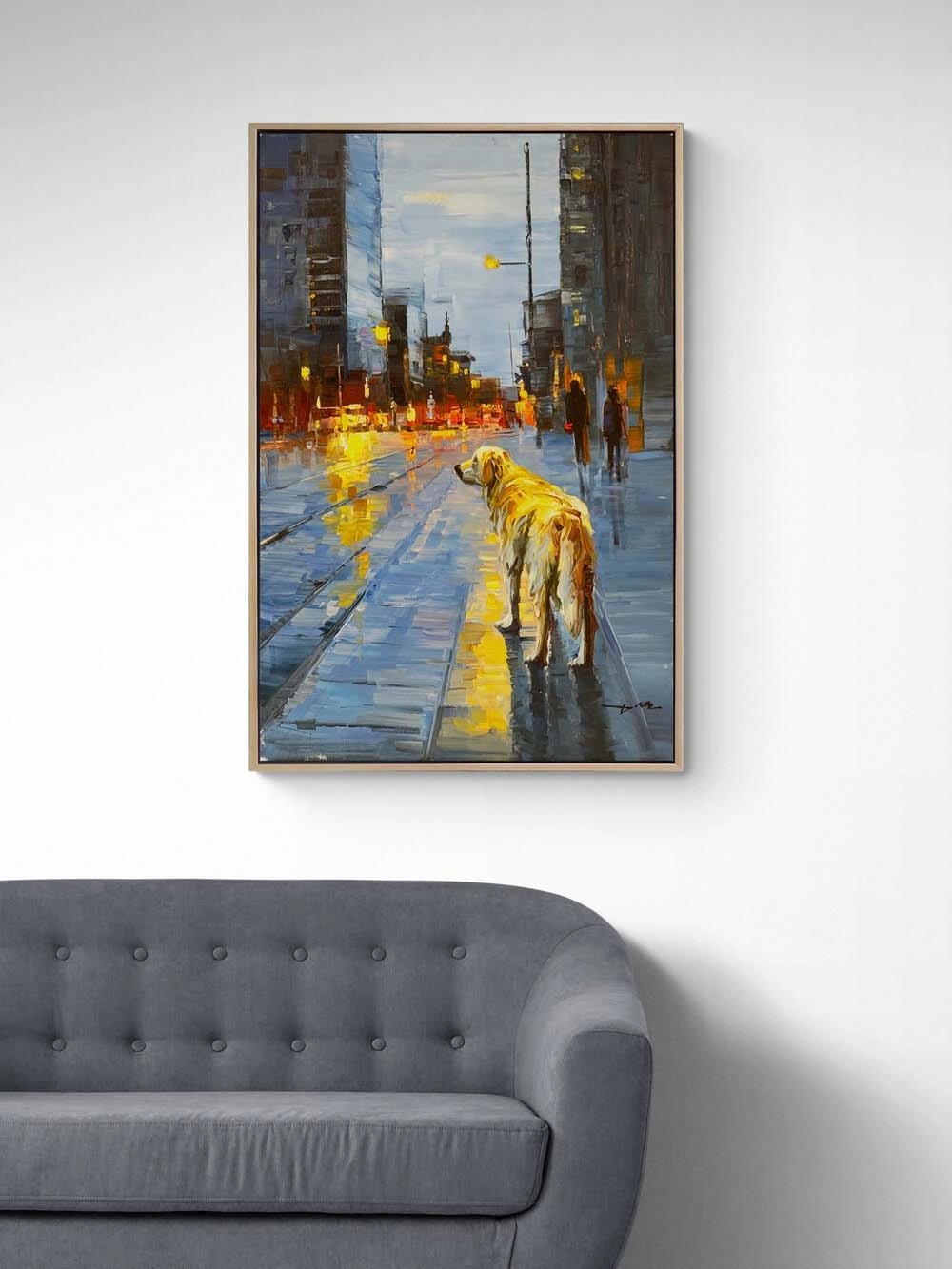 Yağmurda Bir Dost Yağlı Boya Tablosu