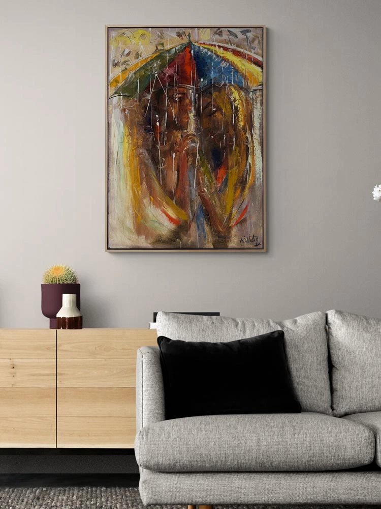 Yağmurda Birlikte Yağlı Boya Tablosu