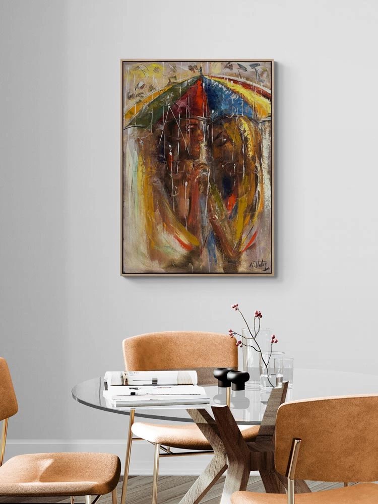 Yağmurda Birlikte Yağlı Boya Tablosu