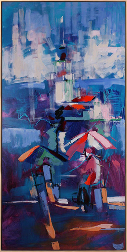 Yağmurda Kız Kulesi Yağlı Boya Tablosu