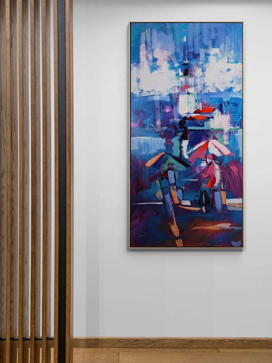 Yağmurda Kız Kulesi Yağlı Boya Tablosu