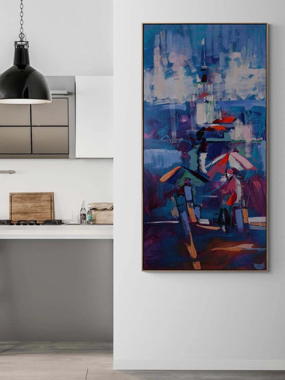 Yağmurda Kız Kulesi Yağlı Boya Tablosu