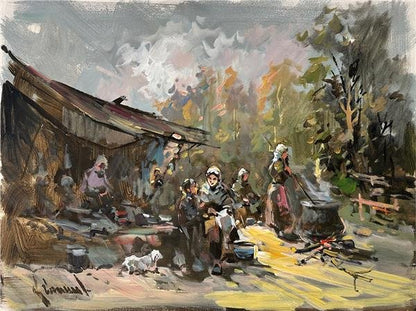 Yaylada İmece Yağlı Boya Tablosu