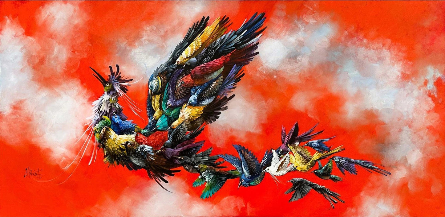 Yedi Vadi Yolcusu Simurg Yağlı Boya Tablosu