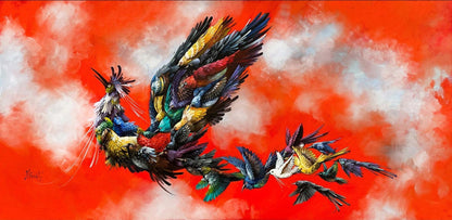 Yedi Vadi Yolcusu Simurg Yağlı Boya Tablosu