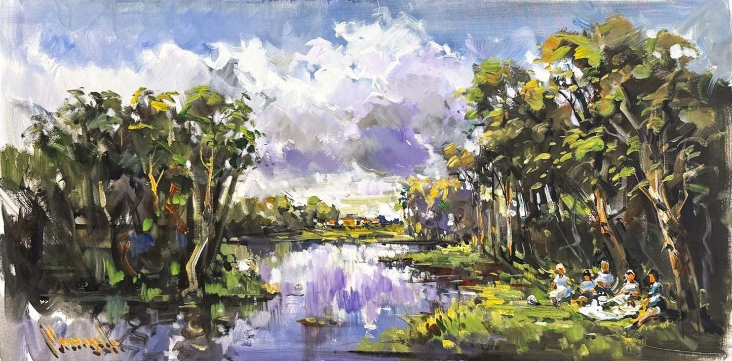 Yeşilin Kucağında Piknik Yağlı Boya Tablosu