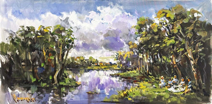 Yeşilin Kucağında Piknik Yağlı Boya Tablosu