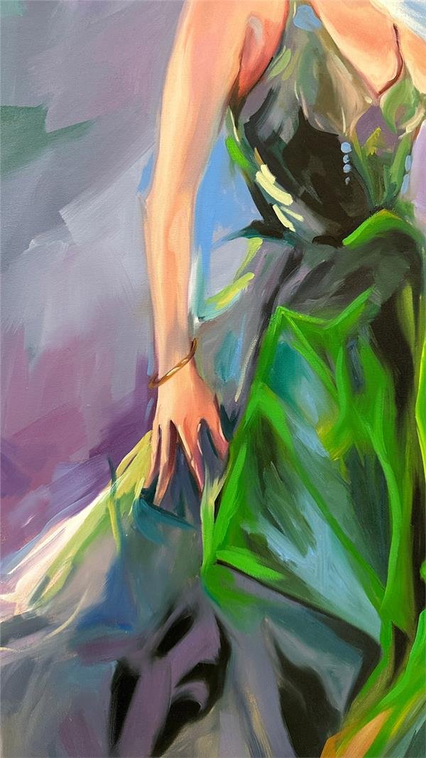 Yeşilli Kadın Yağlı Boya Tablosu