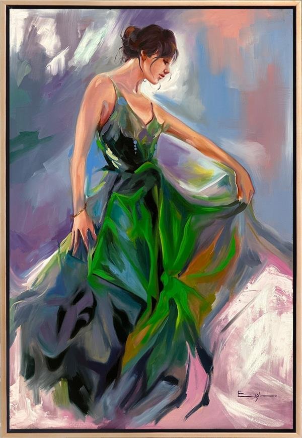 Yeşilli Kadın Yağlı Boya Tablosu