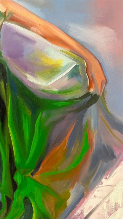 Yeşilli Kadın Yağlı Boya Tablosu