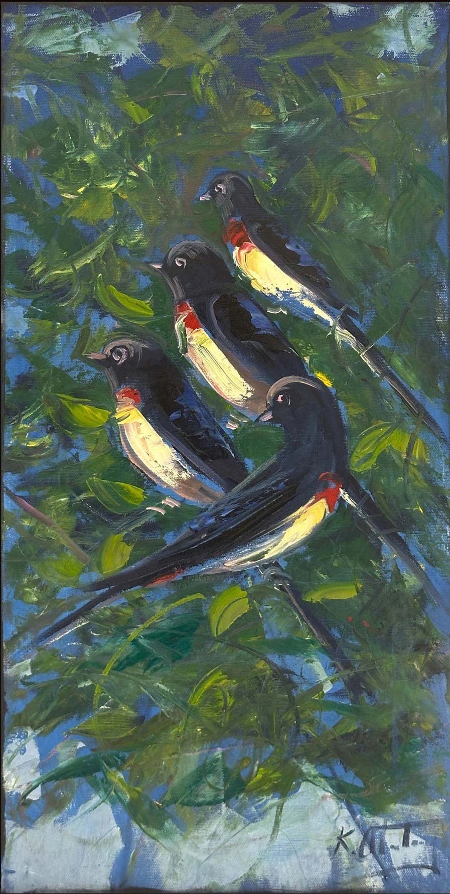 Yeşilliklerde Kanatlar Yağlı Boya Tablosu