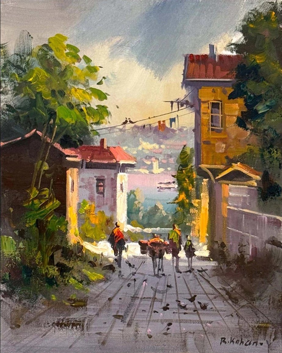 Yokuşta Işık Yağlı Boya Tablosu