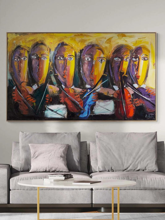 Yüzlerin Senfonisi Yağlı Boya Tablosu