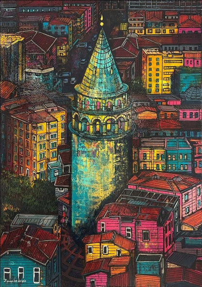 Zaman Yolcusu Galata Yağlı Boya Tablosu
