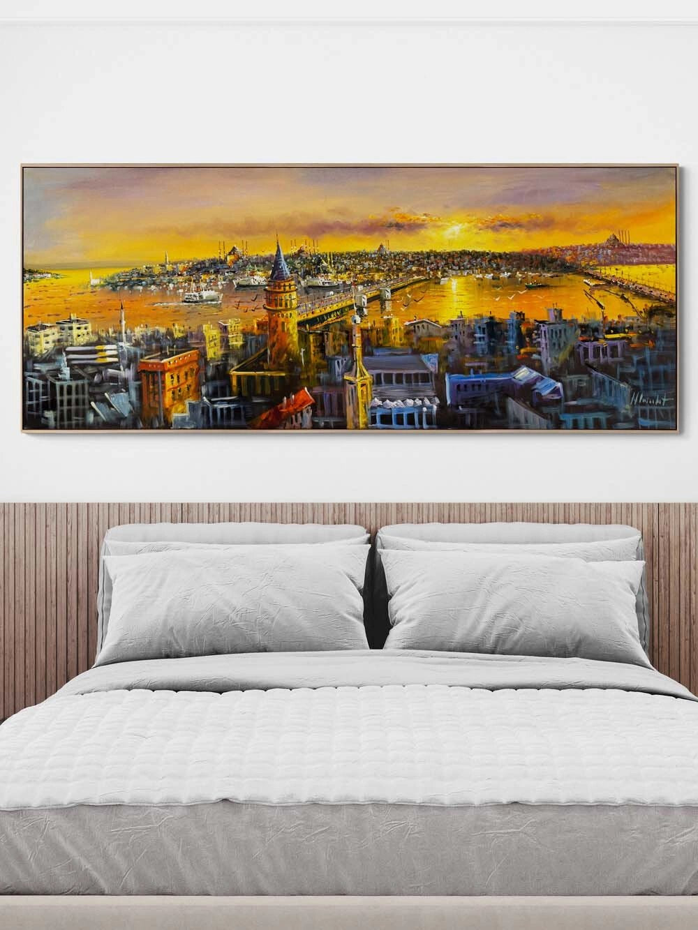 Zamana Akan Şehir Yağlı Boya Tablosu