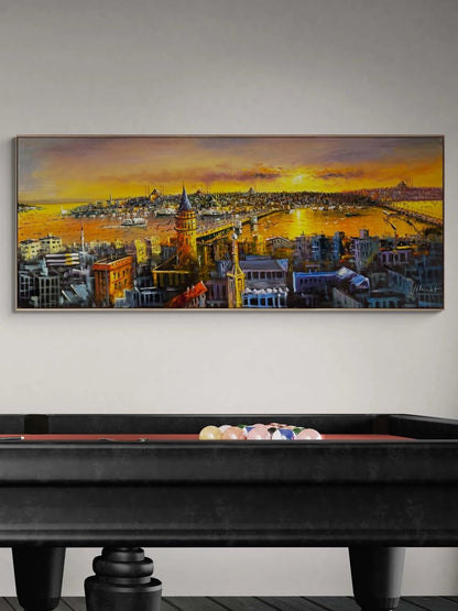 Zamana Akan Şehir Yağlı Boya Tablosu