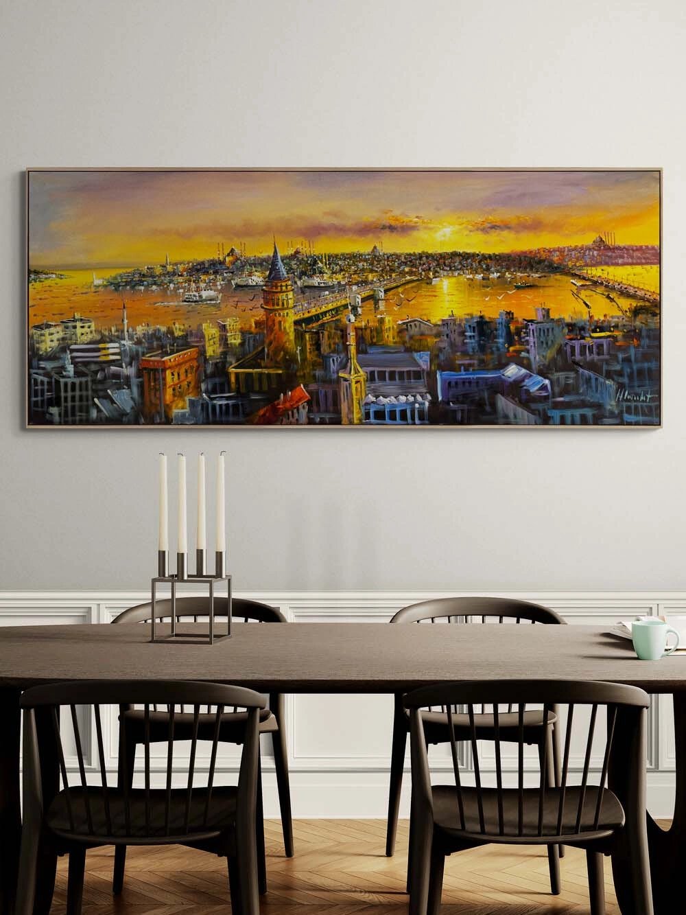 Zamana Akan Şehir Yağlı Boya Tablosu