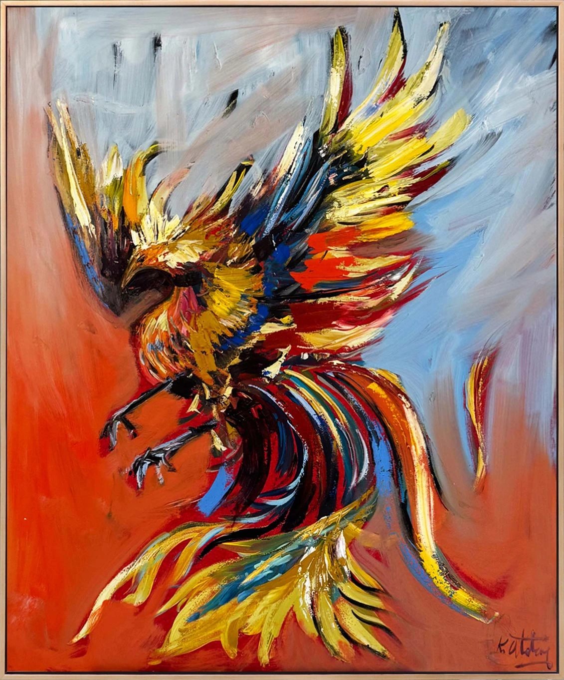 Zamanın Bilgelik Kuşu Yağlı Boya Tablosu