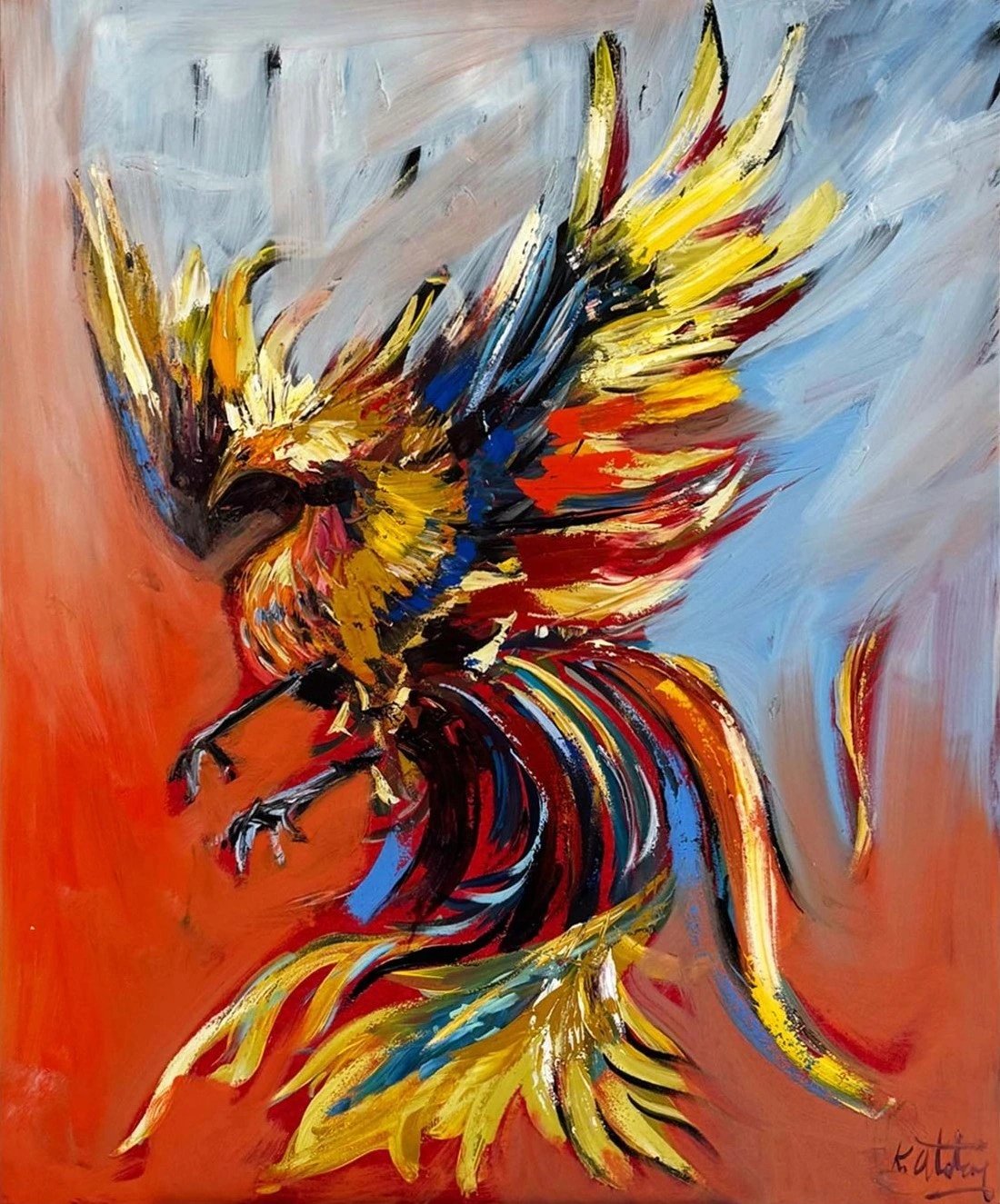 Zamanın Bilgelik Kuşu Yağlı Boya Tablosu