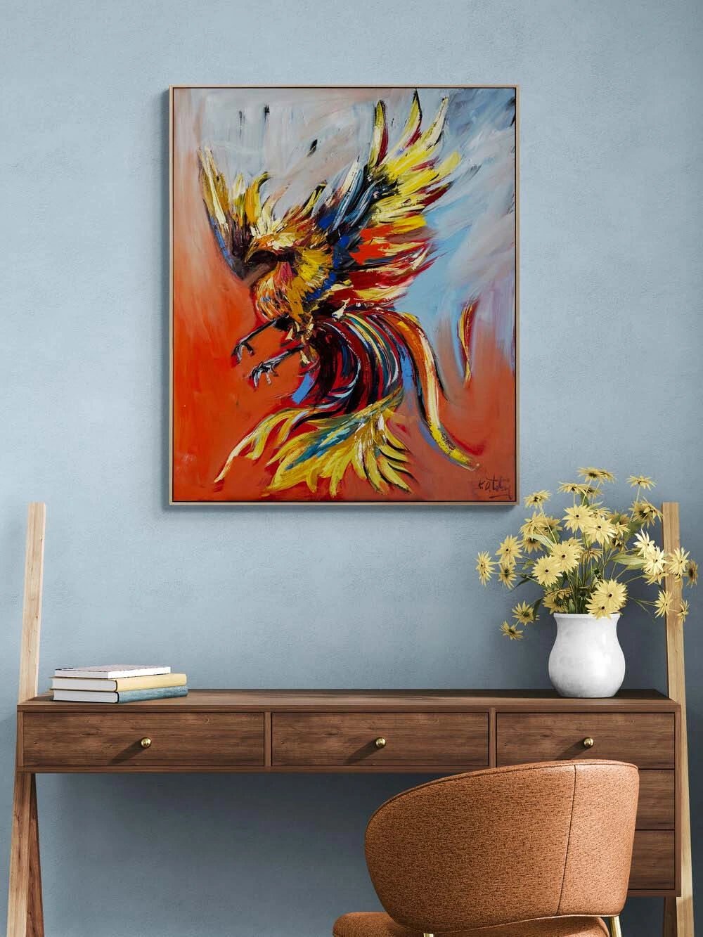 Zamanın Bilgelik Kuşu Yağlı Boya Tablosu