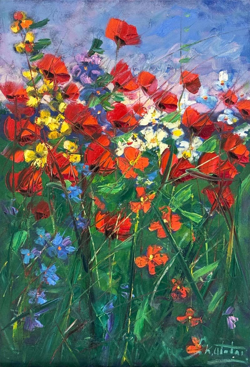 Zamanın Kıyısında Gelincikler Yağlı Boya Tablosu