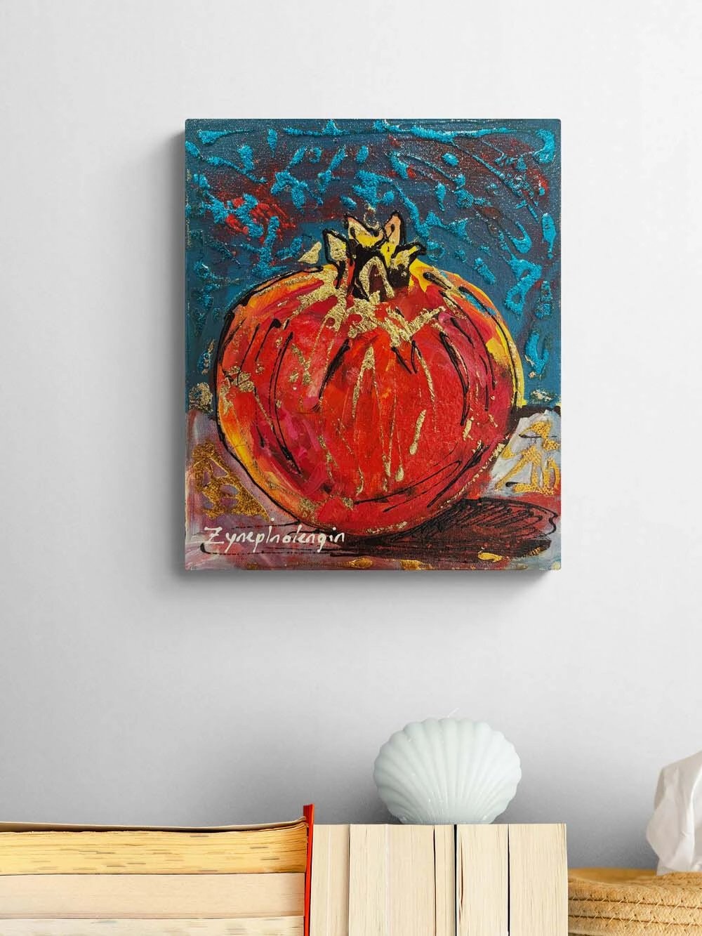 Zamanın Nar Çekirdeği Yağlı Boya Tablosu