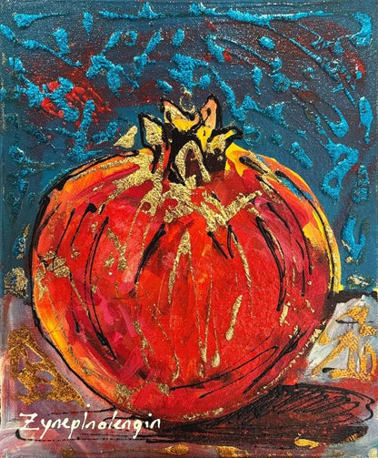 Zamanın Nar Çekirdeği Yağlı Boya Tablosu